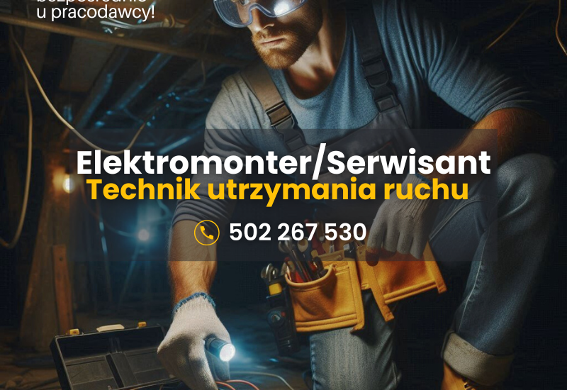 Elektromonter / Serwisant / technik utrzymania ruchu. Praca Poznań lub Konin.